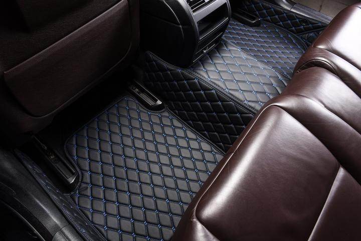 Black & Blue Stitching Custom Car Floor Mats - Ultra Car Mats