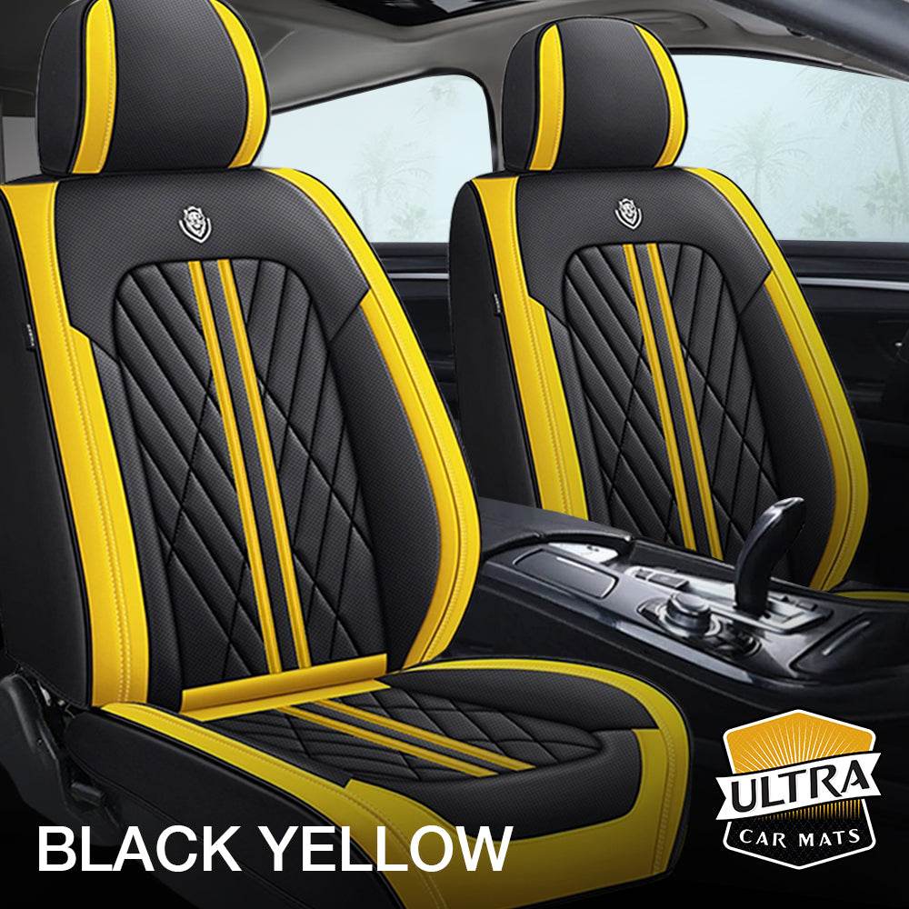 Black & Yellow Ultra Car Seat Covers - Ultra Car Mats