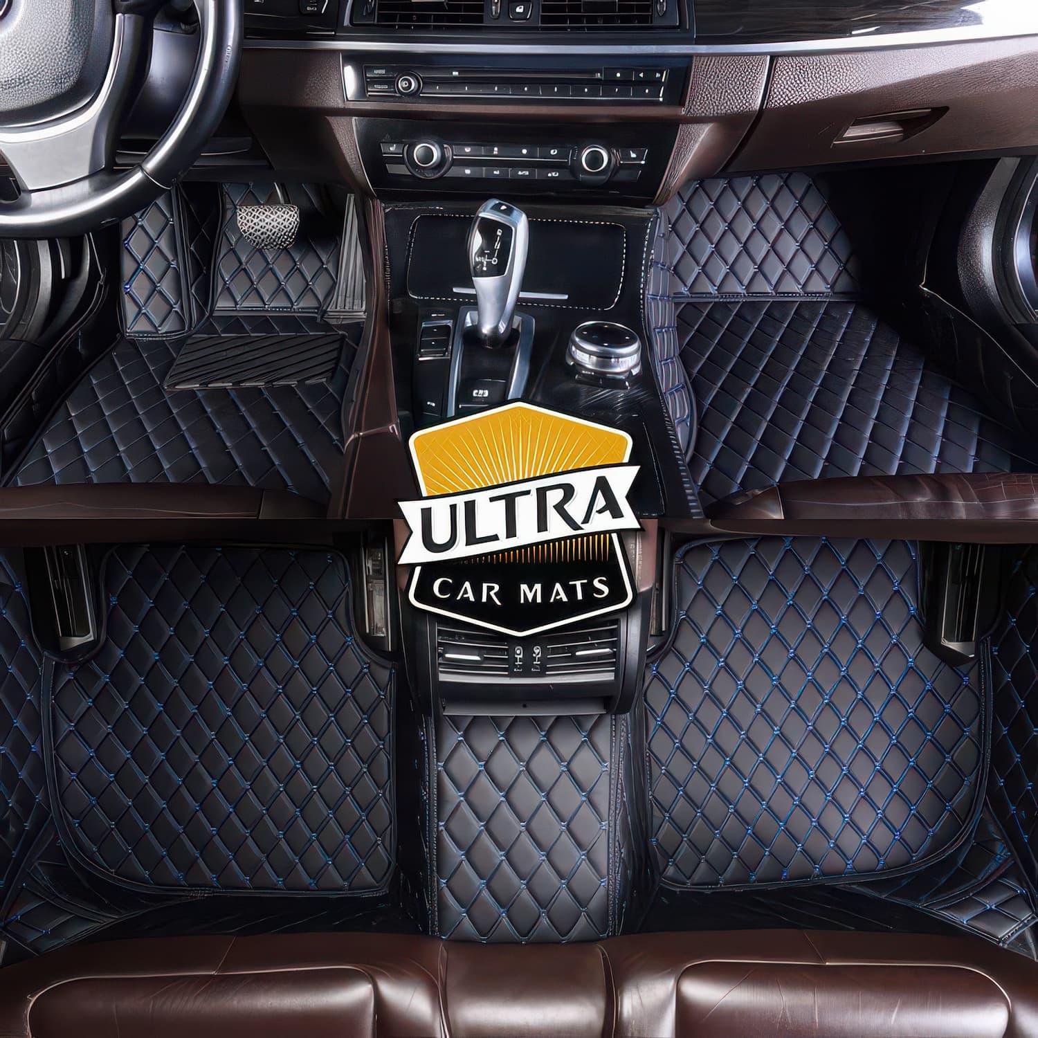 Black Blue Car Mats