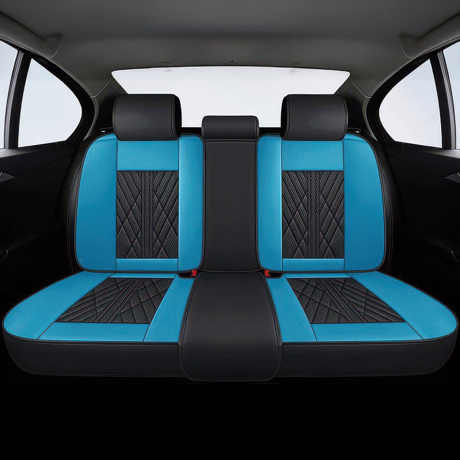 Black Blue Rear Car Seat Covers