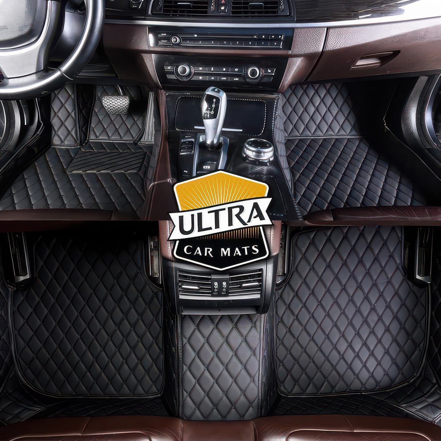 Black Car Mats with Diamond Stitching