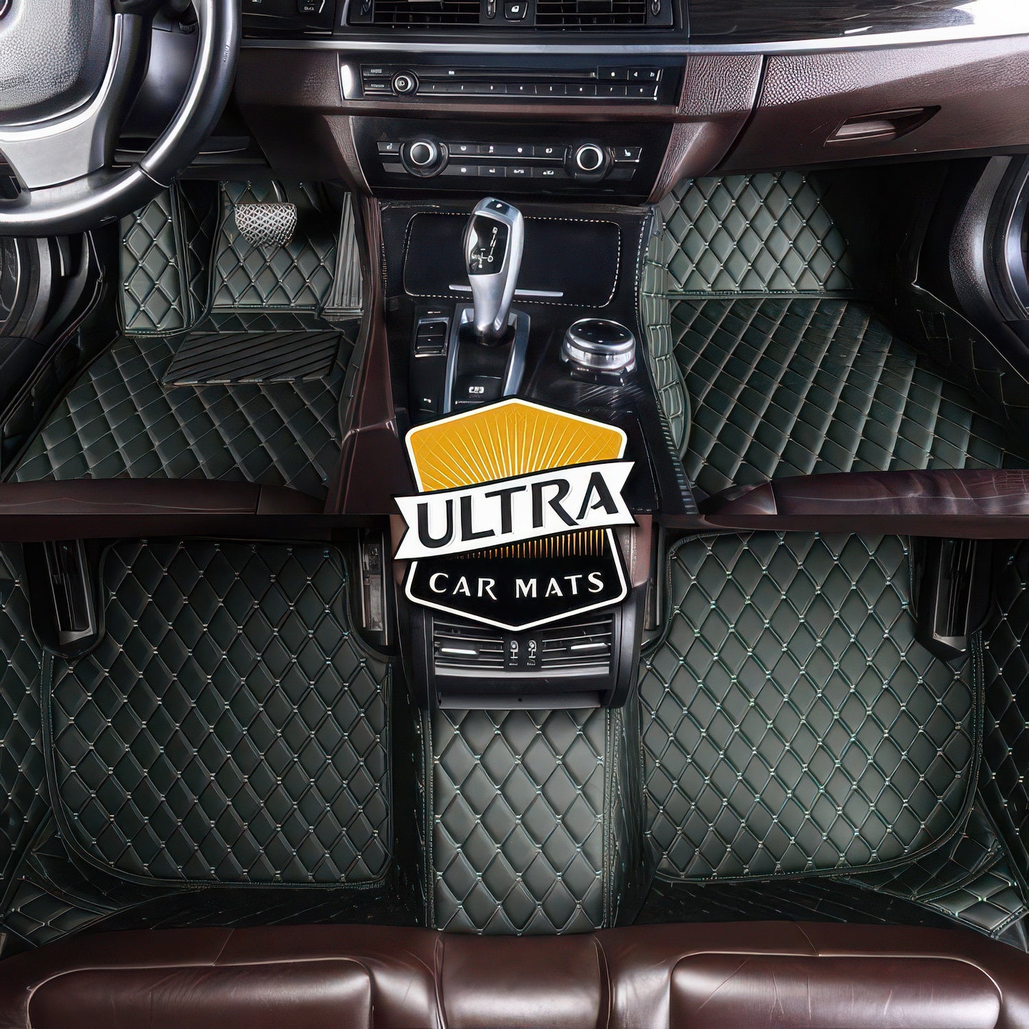 Black Green Car Mats