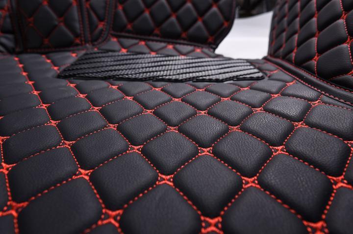 Black Red Car Mats Close Up