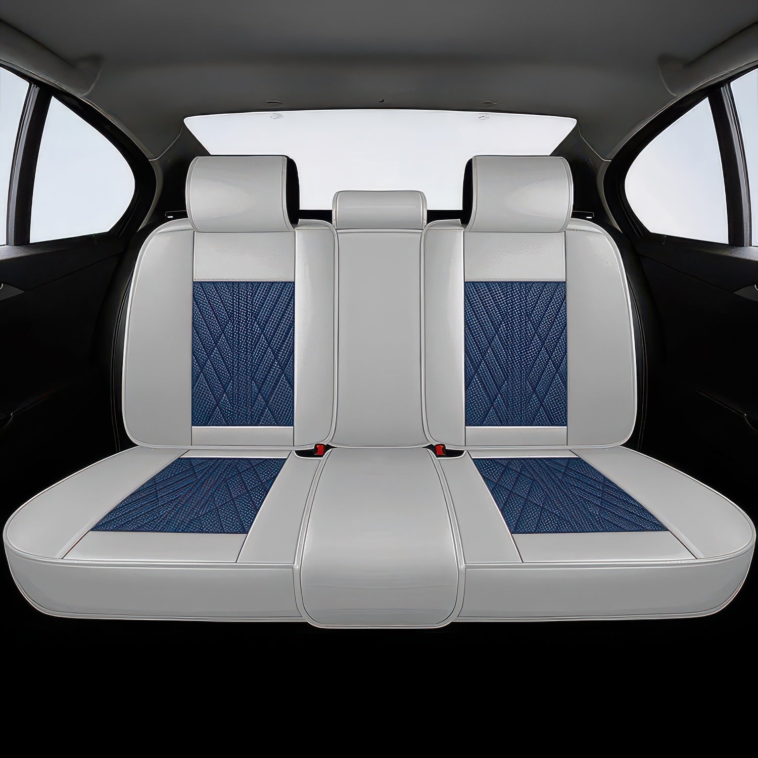 Blue Gray Rear Car Seat Covers