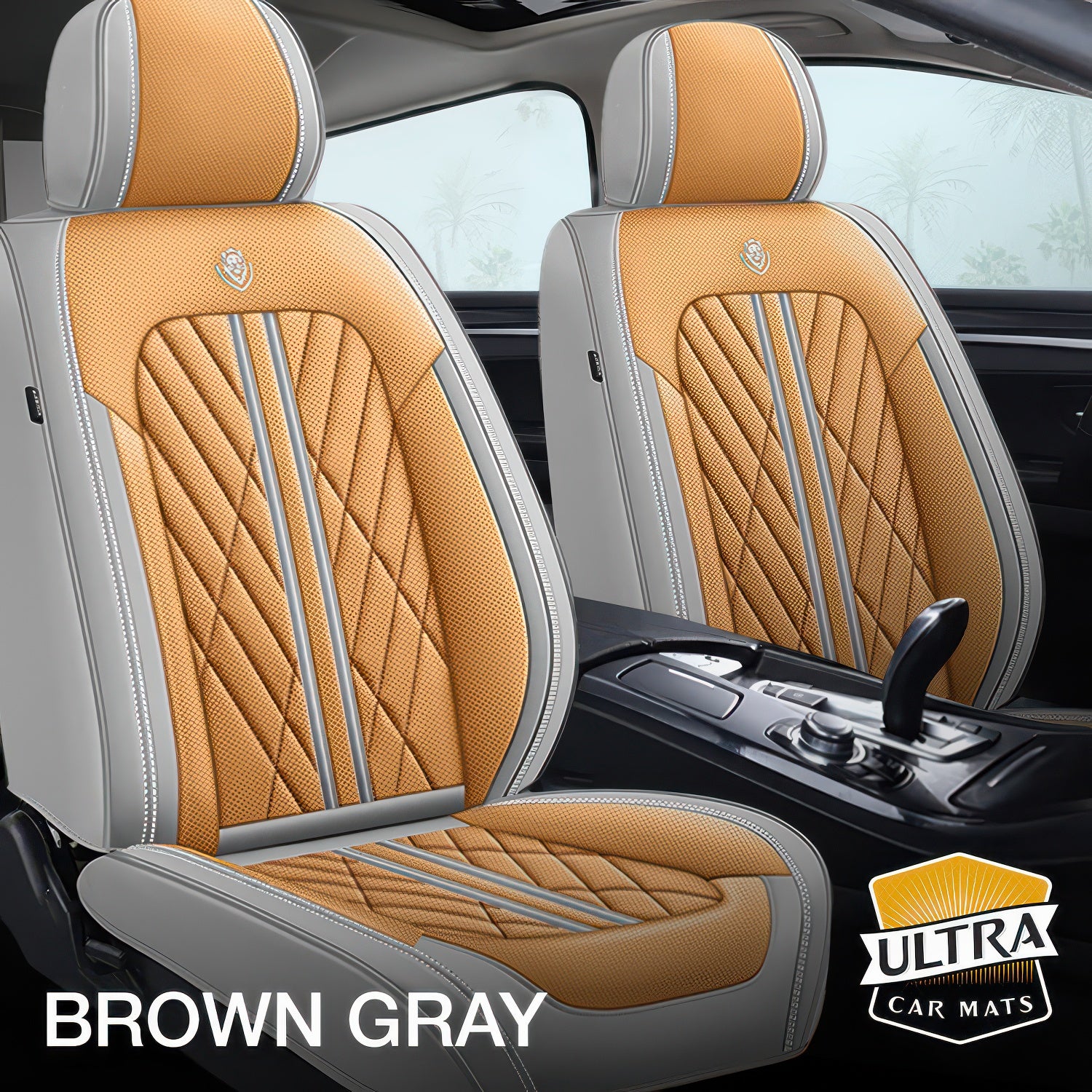 Brown Gray Car Seat Covers