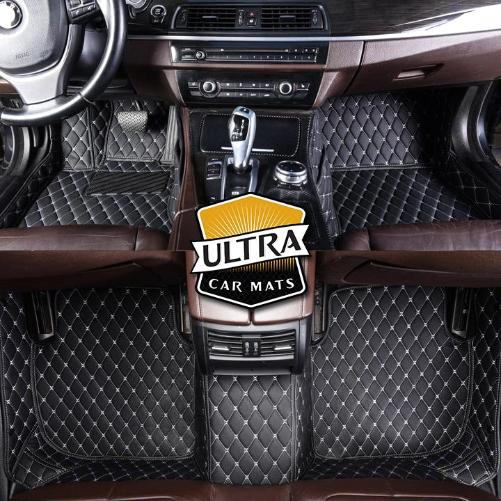 Ultra Car Mats - Black & Beige Stitching Custom Car Floor Mats