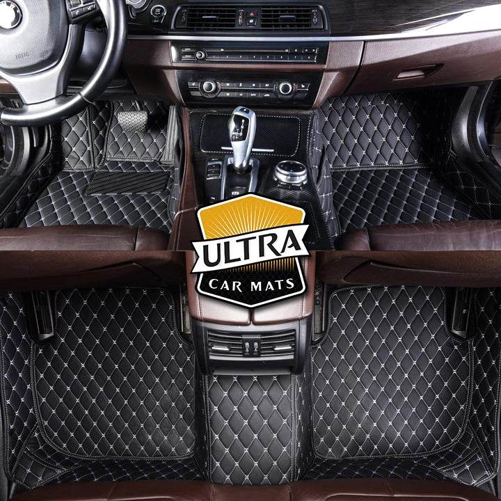 Black & Beige Stitching Custom Car Floor Mats - Ultra Car Mats