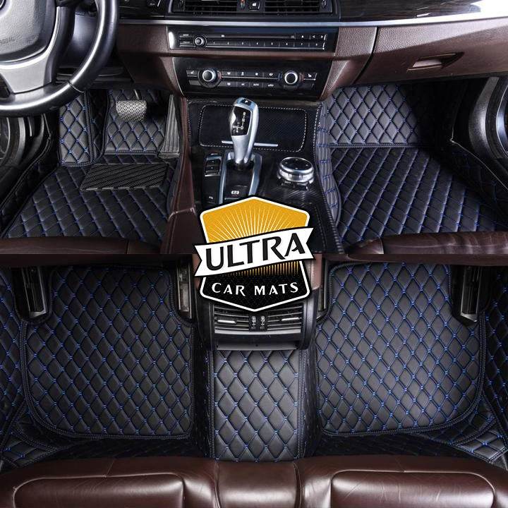Black & Blue Stitching Custom Car Floor Mats - Ultra Car Mats