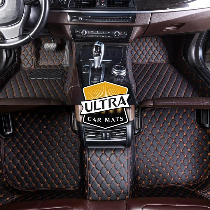 Ultra Car Mats - Black & Orange Stitching Custom Car Floor Mats