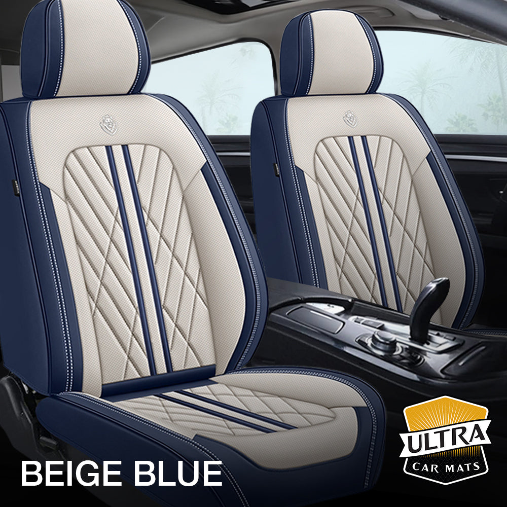Beige & Blue Ultra Car Seat Covers