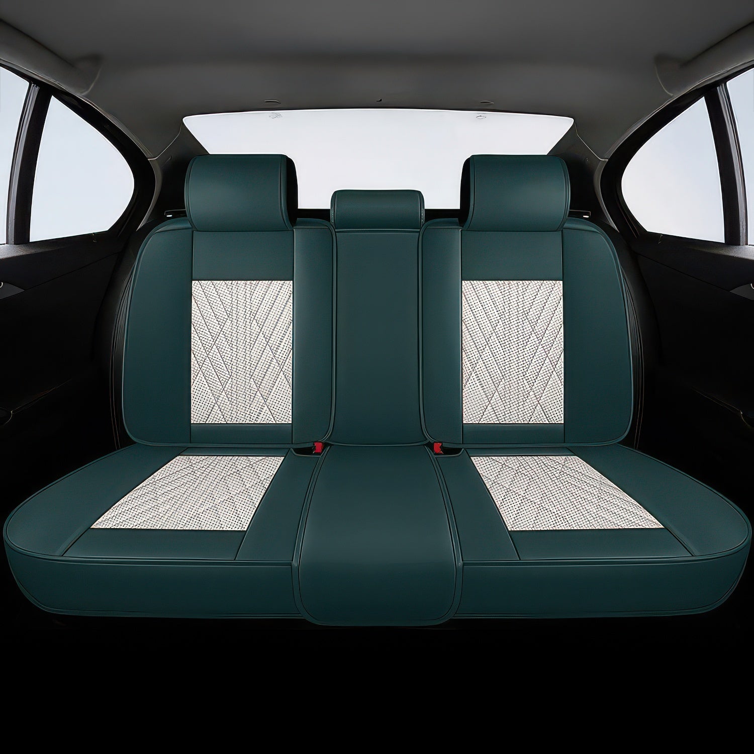Beige green rear car seat covers