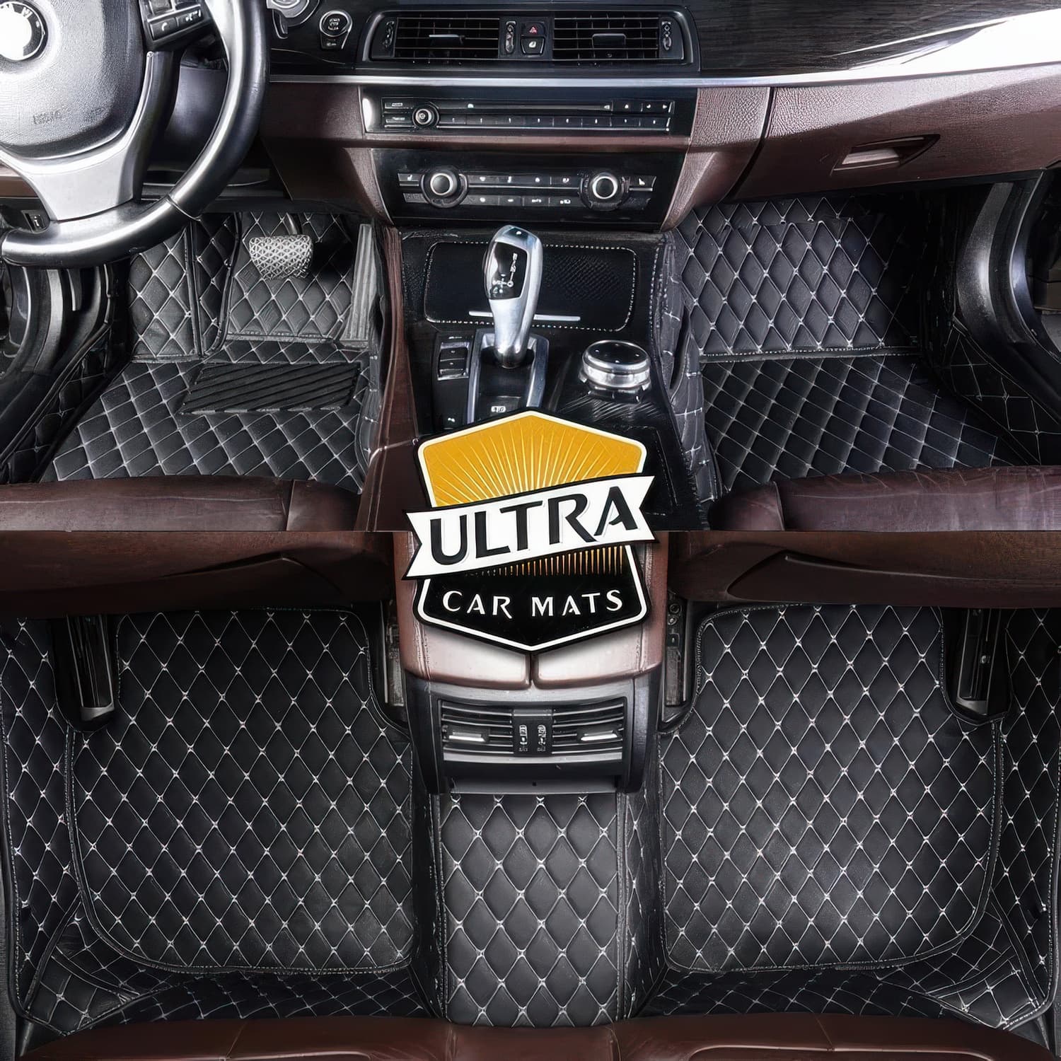 Black & Beige Stitching Custom Car Floor Mats
