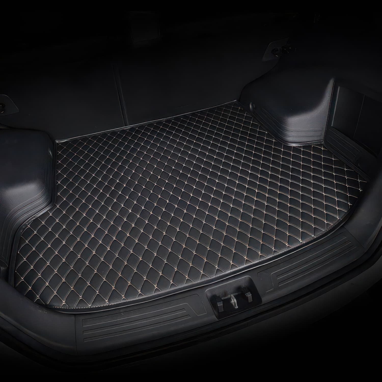 Black & Beige Stitching Custom Car Trunk Mats