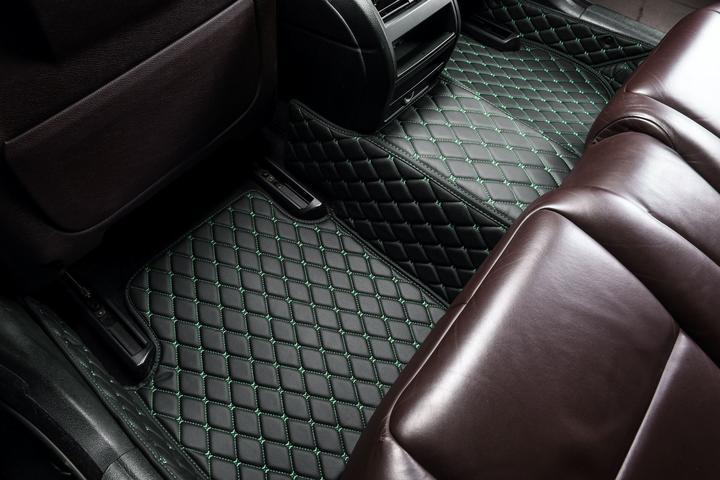 Black & Green Stitching Custom Car Floor Mats