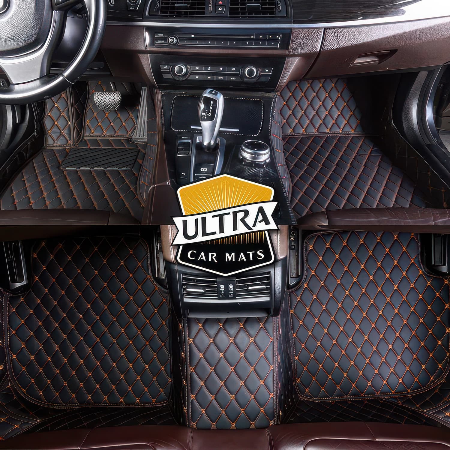 Black & Orange Stitching Custom Car Floor Mats