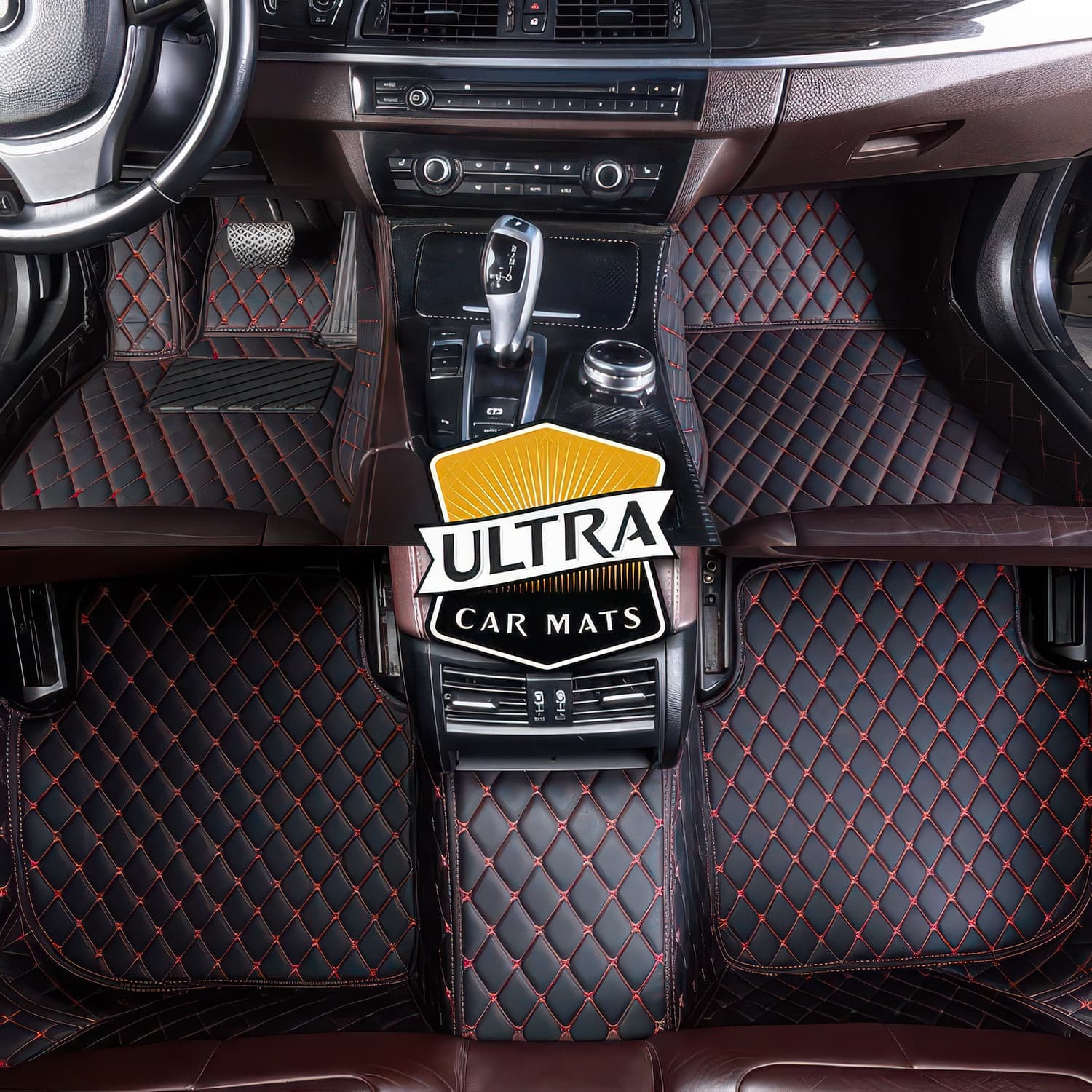 Black & Red Stitching Custom Car Floor Mats