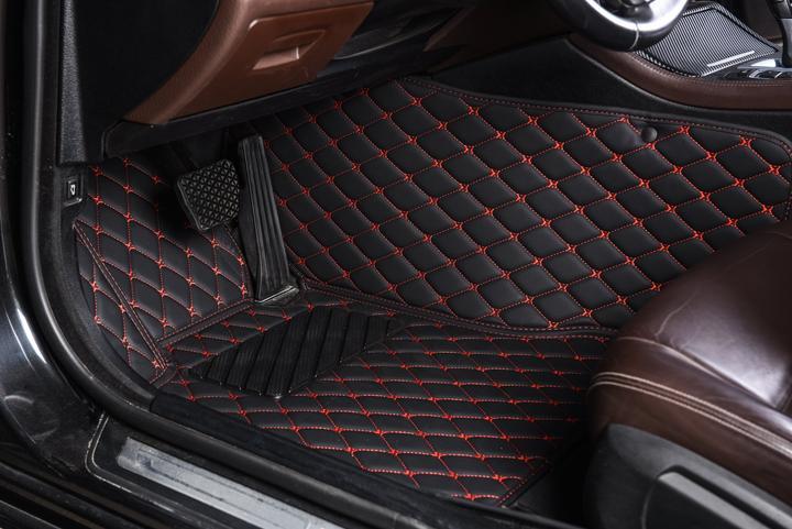 Black & Red Stitching Custom Car Floor Mats | Ultra Car Mats