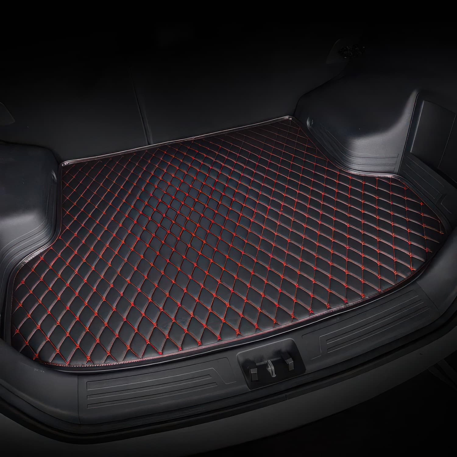 Black & Red Stitching Custom Car Trunk Mats