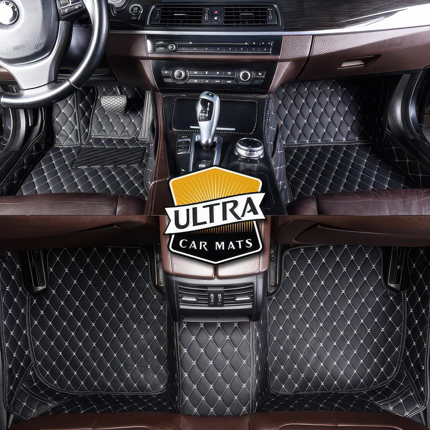 Black & White Stitching Custom Car Floor Mats