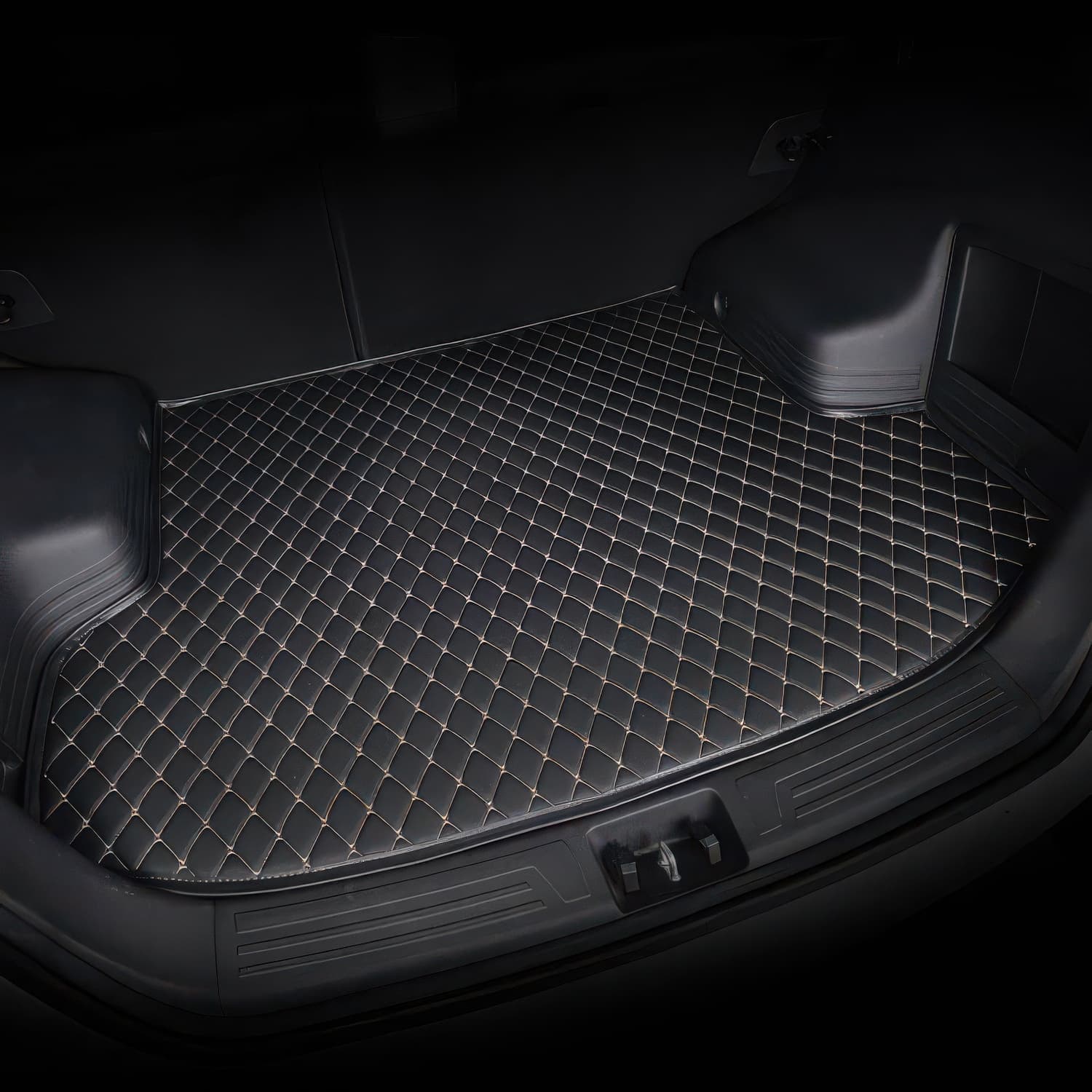 Black & White Stitching Custom Car Trunk Mats
