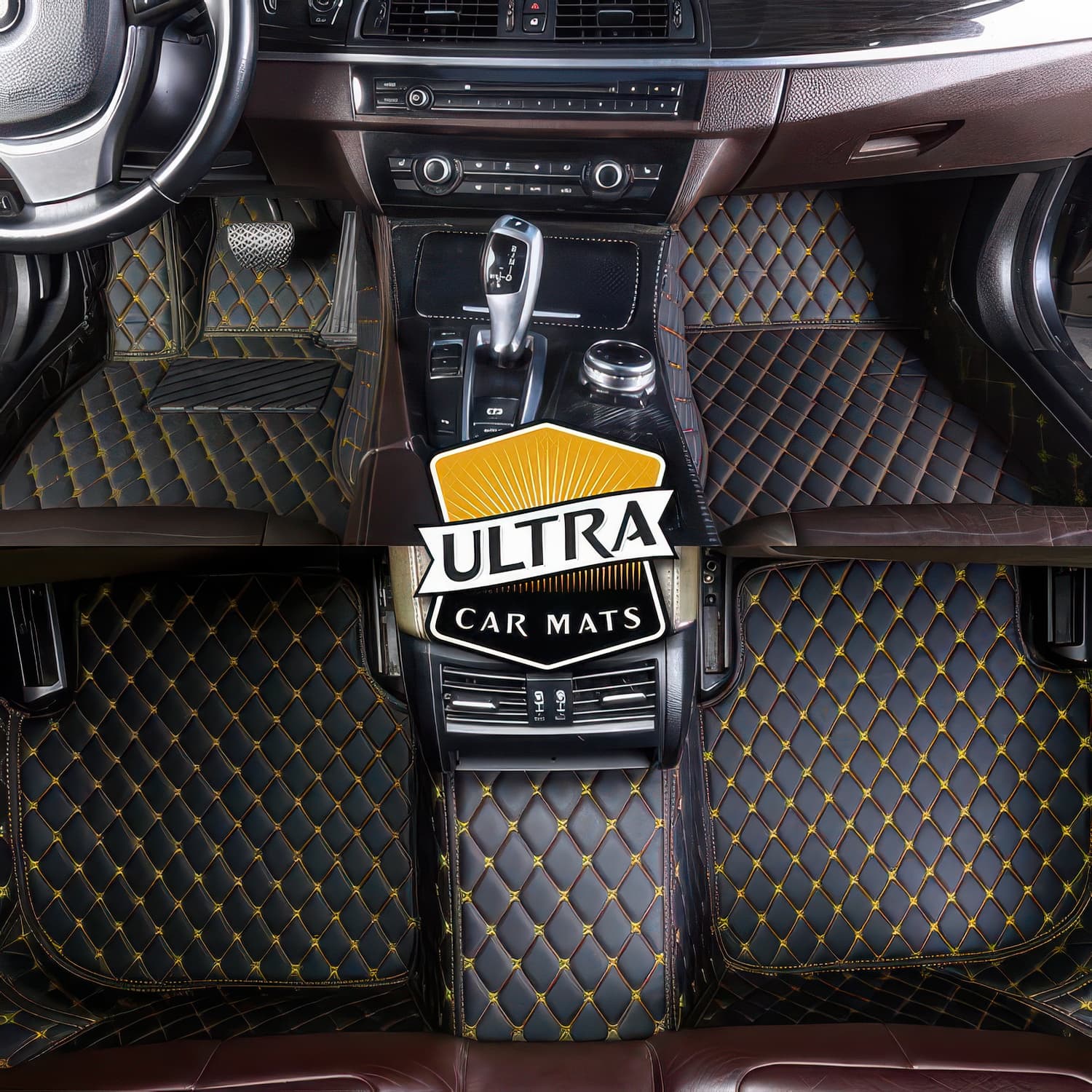 Black & Yellow Stitching Custom Car Floor Mats