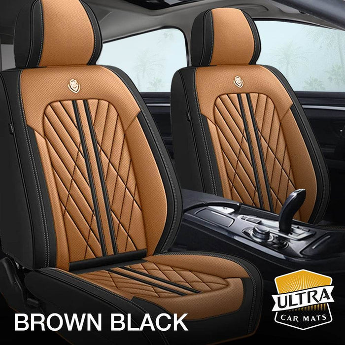 Brown & Black Waterproof Leather Car Seat Covers - Ultra Car Mats