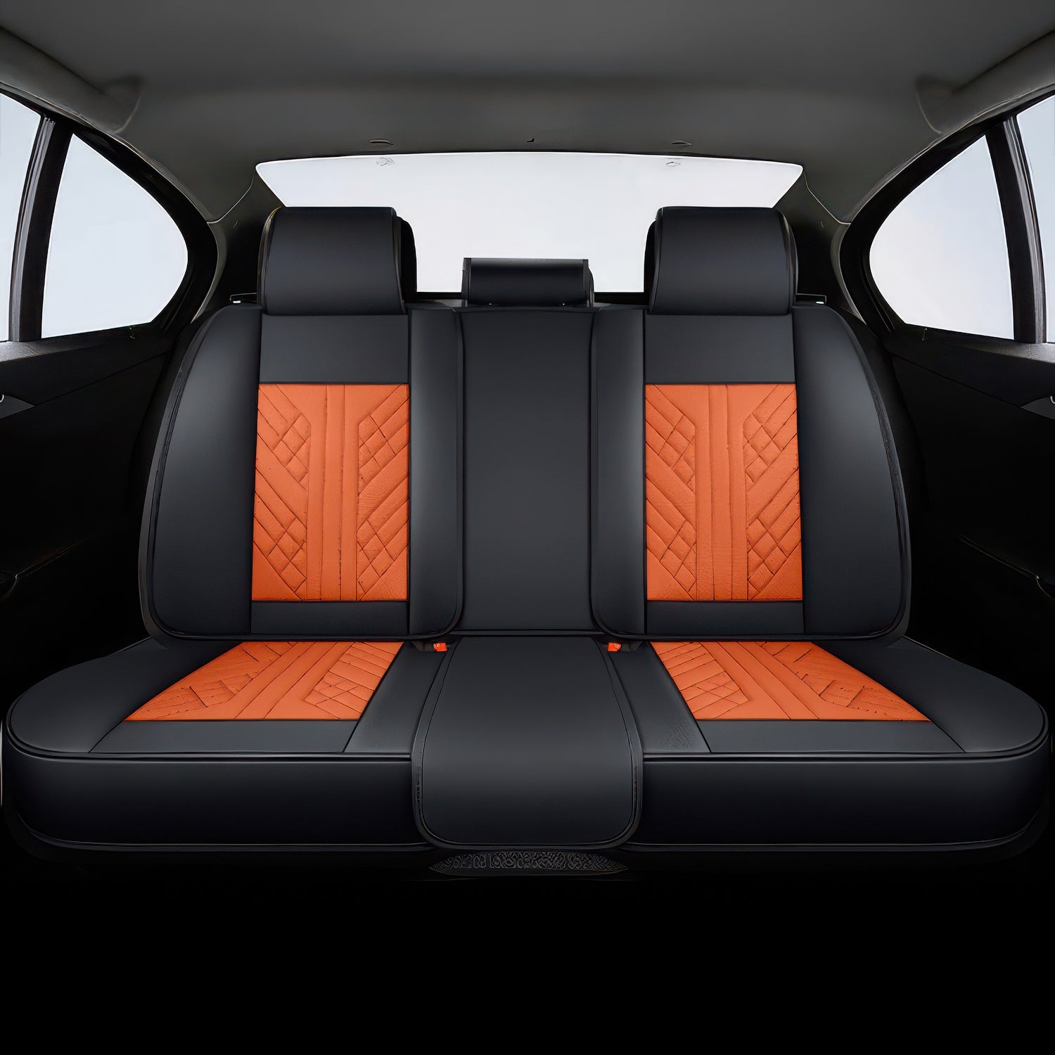 Orange Black Rear Car Seat Covers