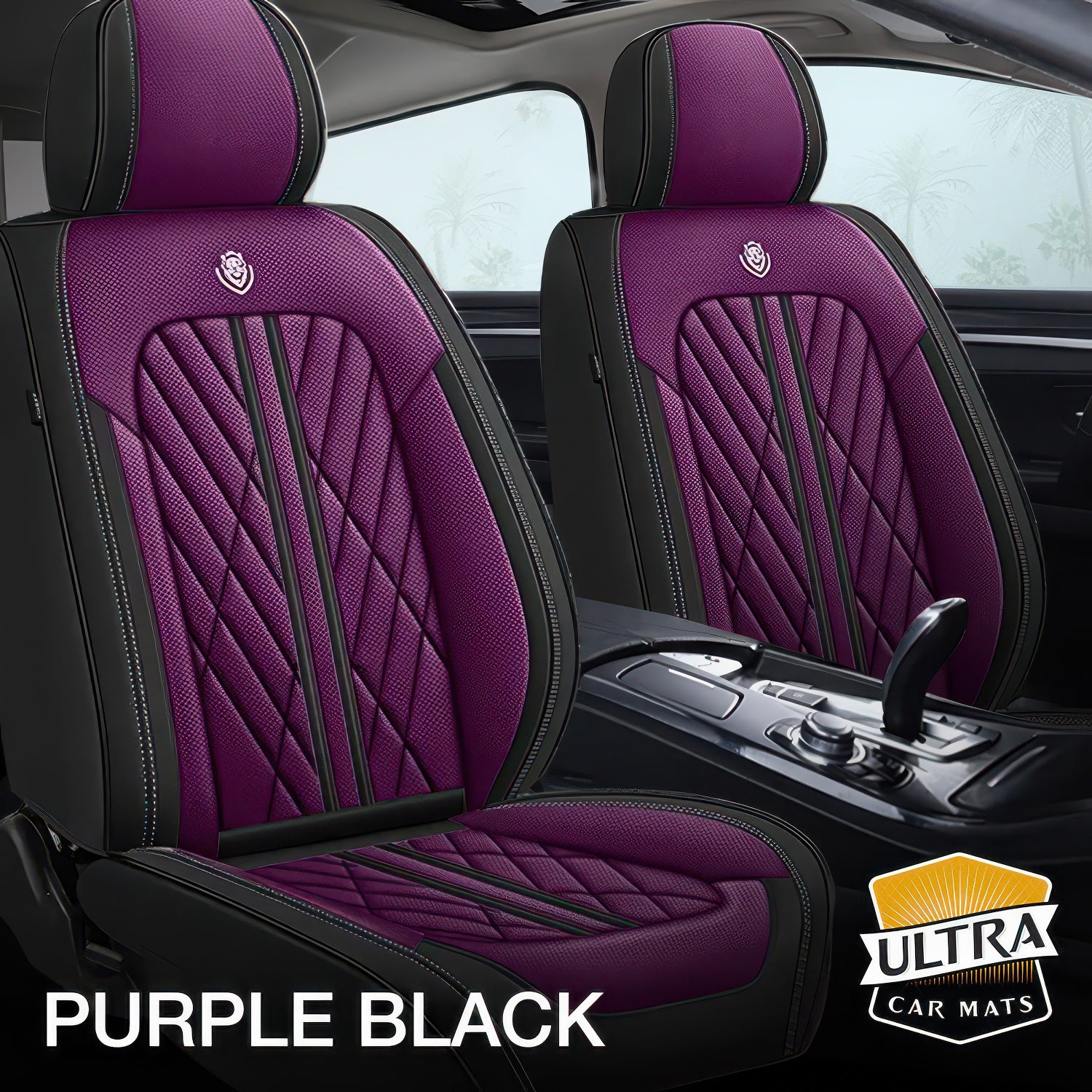 Purple Black Car Seat Covers
