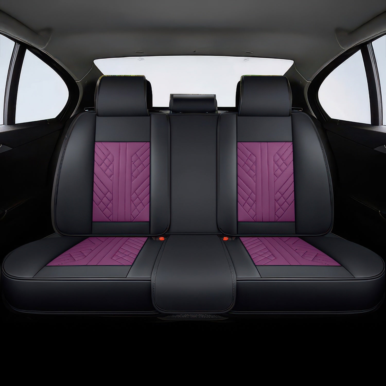 Purple Black Rear Car Seat Covers