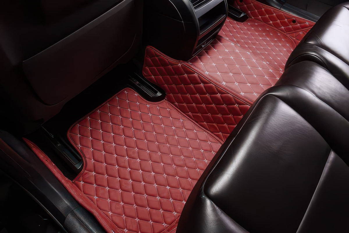 Wine Red Leather Car Mats